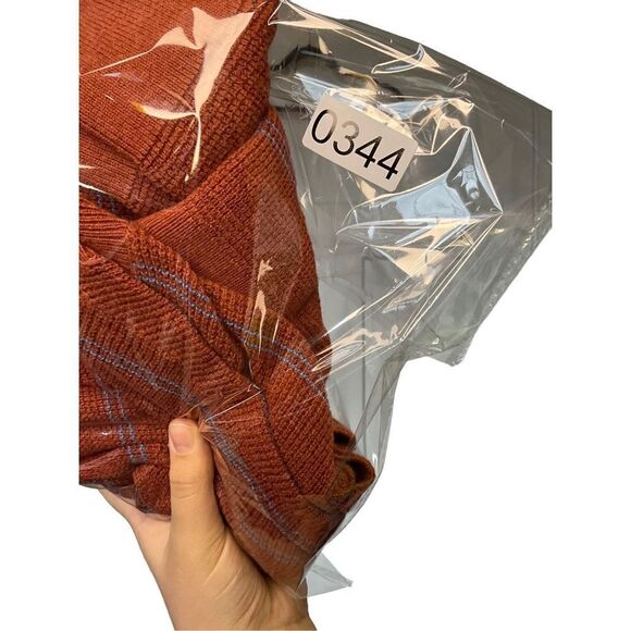 Prana V Neck Orange Striped Waffle Knit - Picture 10 of 10